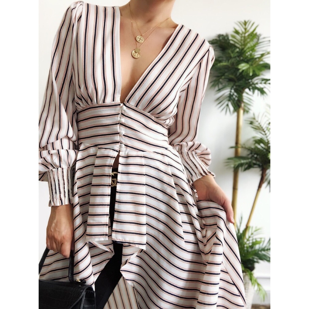 Last one✨Dean Striped Duster Blouse - Picture 6 of 8